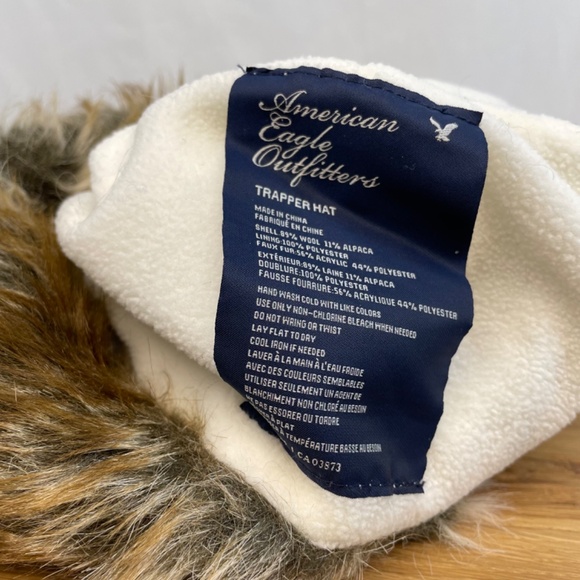 American Eagle Trapper Hat Winter Blue White Adult Wool Alpaca - Picture 2 of 5